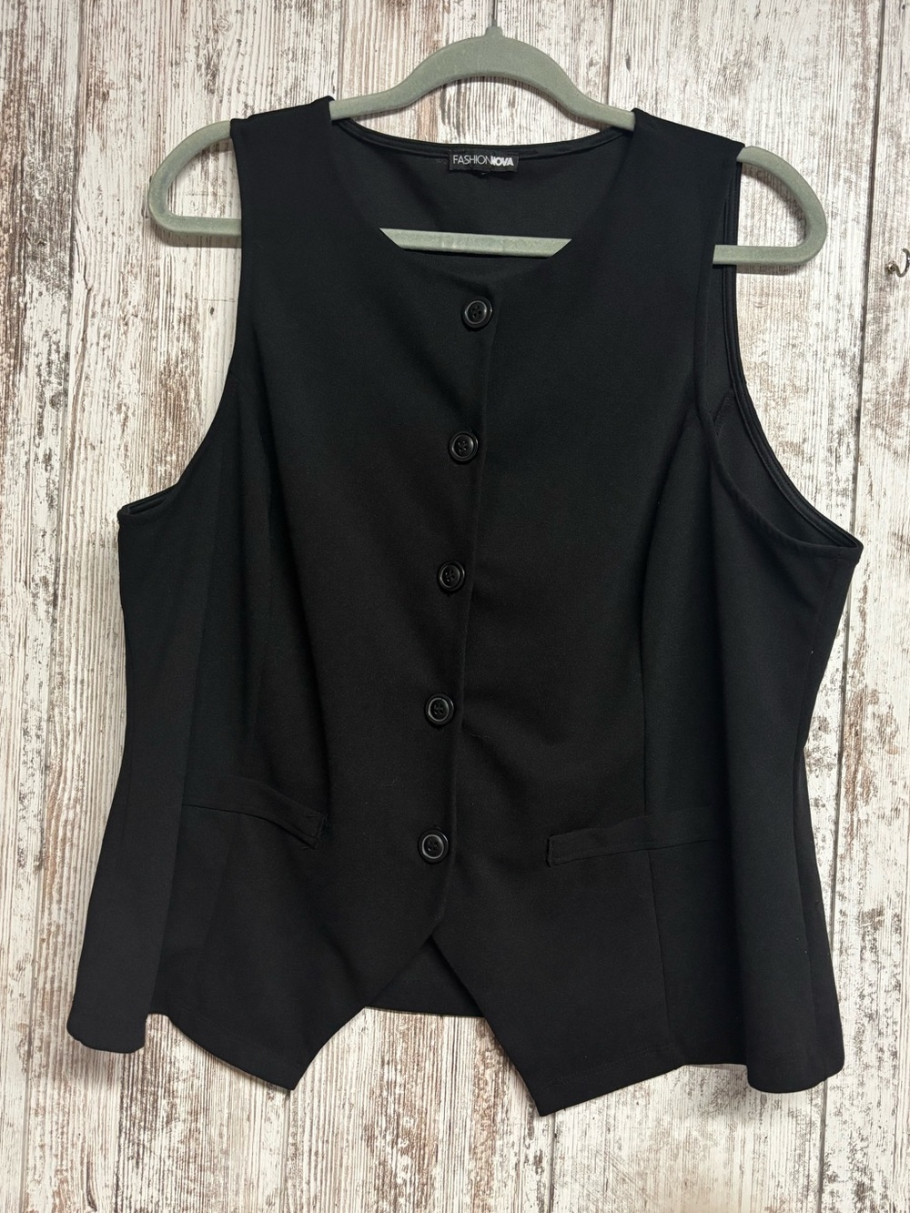 Fashion Nova Black Button-Front Sleeveless Vest Bodysuit